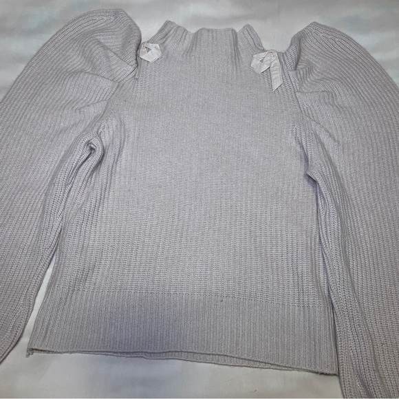 LoveShackFancy- Beige Potter Sweater Size S Cashmere Puff Sleeve Fall Fashion - Picture 8 of 11